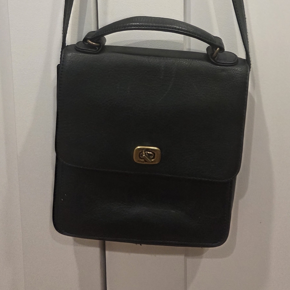 Vintage Nine West Classic Black Geniune Leather Crossbody Bag